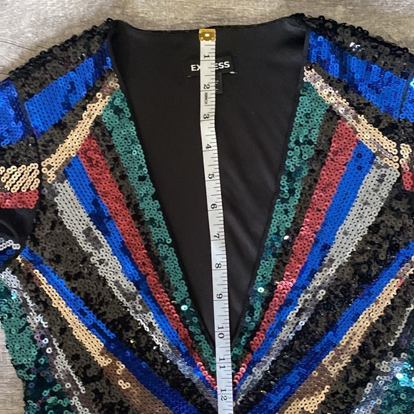EXPRESS Rainbow Sequin Bling Shift Dress - Picture 9 of 10